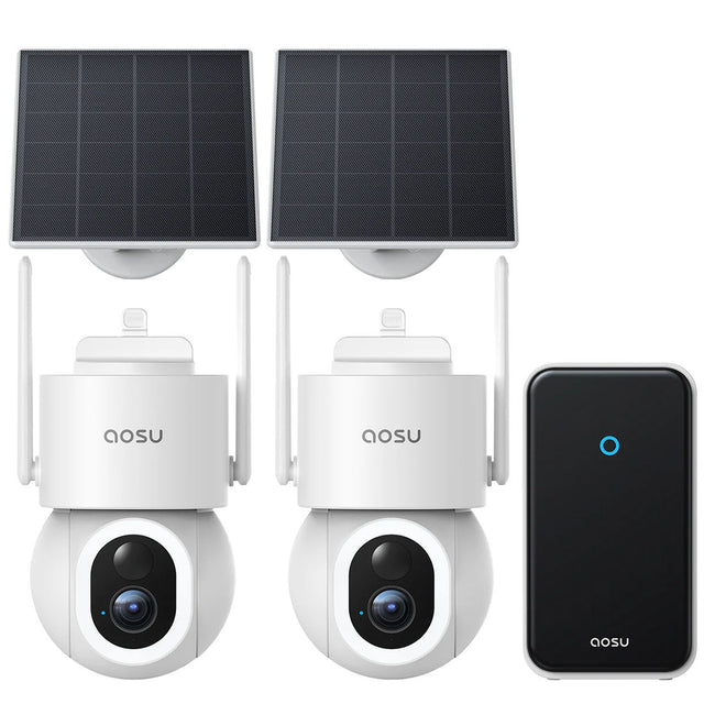 AOSU C9S2H D1 Max Solar Powered 4k Outdoor Security Camera Bundle with Cortex Hub - 2 Cameras