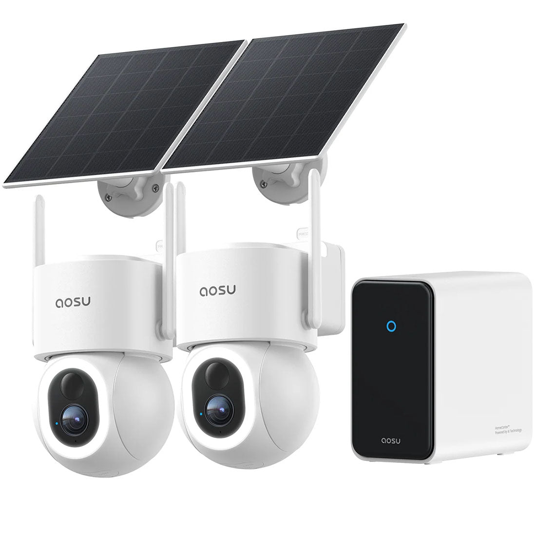 AOSU C9S2H D1 Max Solar Powered 4k Outdoor Security Camera Bundle with Cortex Hub - 2 Cameras