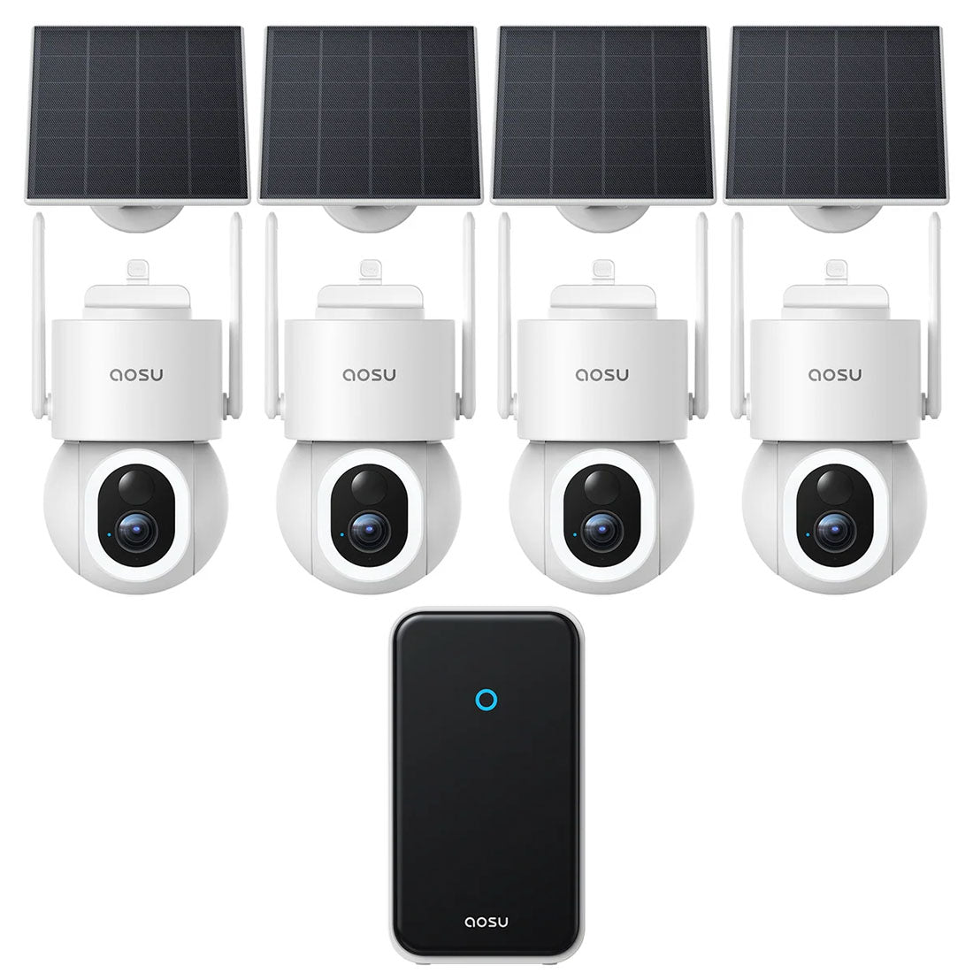 AOSU C9S4H D1 Max Solar Powered 4k Outdoor Security Camera Bundle with Cortex Hub - 4 Cameras