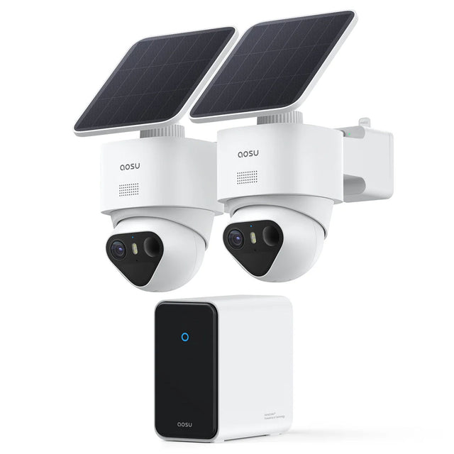 AOSU C9X2H T2 Ultra Solar Powered 4k Outdoor Security Camera Bundle with Cortex Hub - 2 Cameras