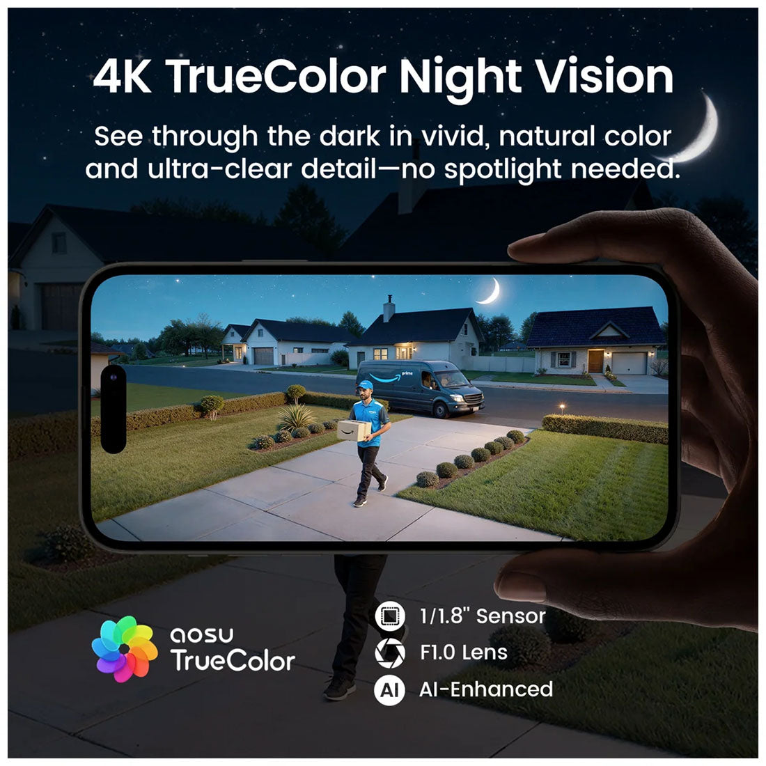 AOSU C9X2H T2 Ultra Solar Powered 4k Outdoor Security Camera Bundle with Cortex Hub - 2 Cameras