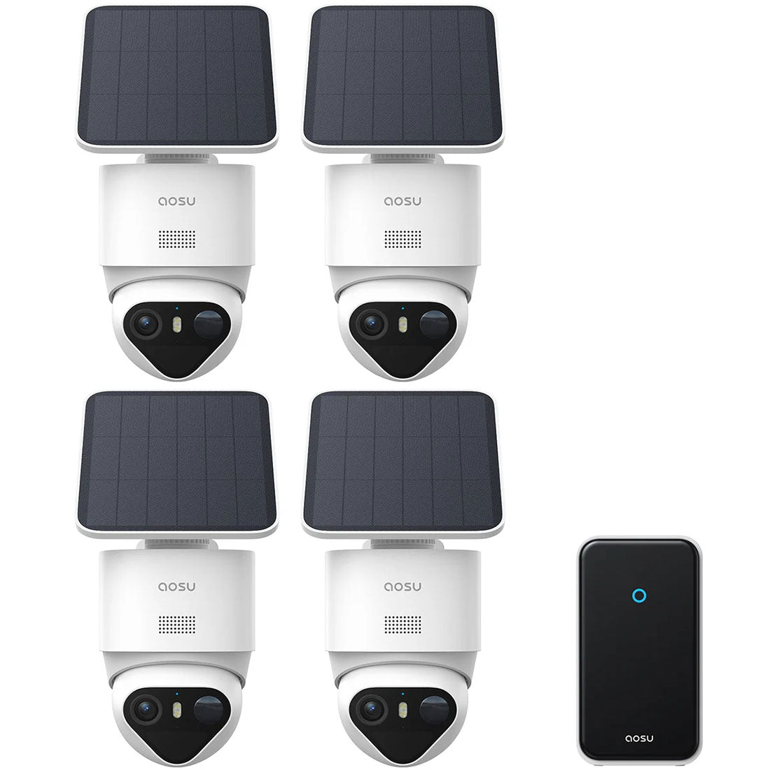 AOSU C9X4H T2 Ultra Solar Powered 4k Outdoor Security Camera Bundle with Cortex Hub - 4 Cameras