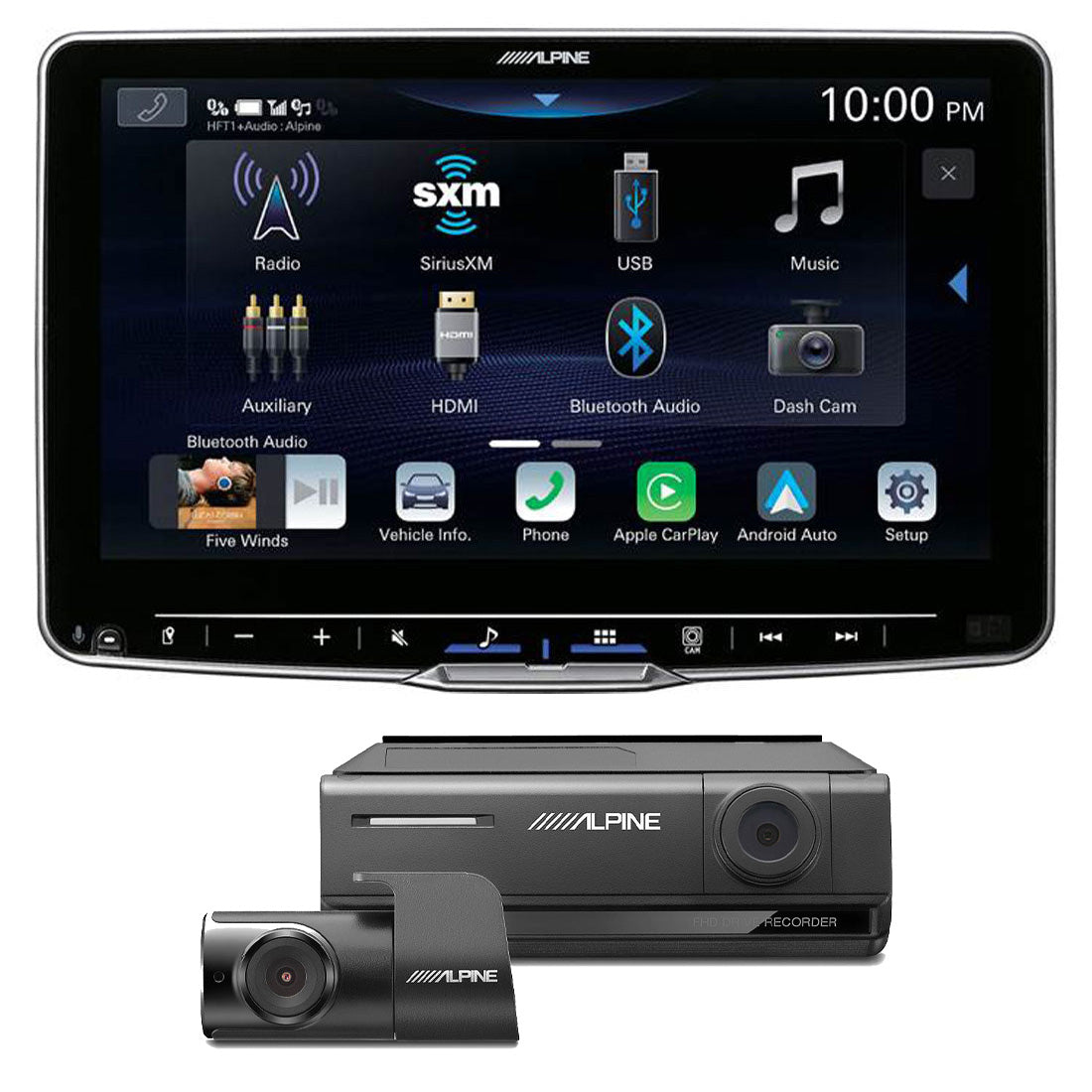 Alpine ILX-F509 Halo9 9" Touchscreen Digital Multimedia Receiver | DVR-C320R HD Dash Cam and Rear-View Cam