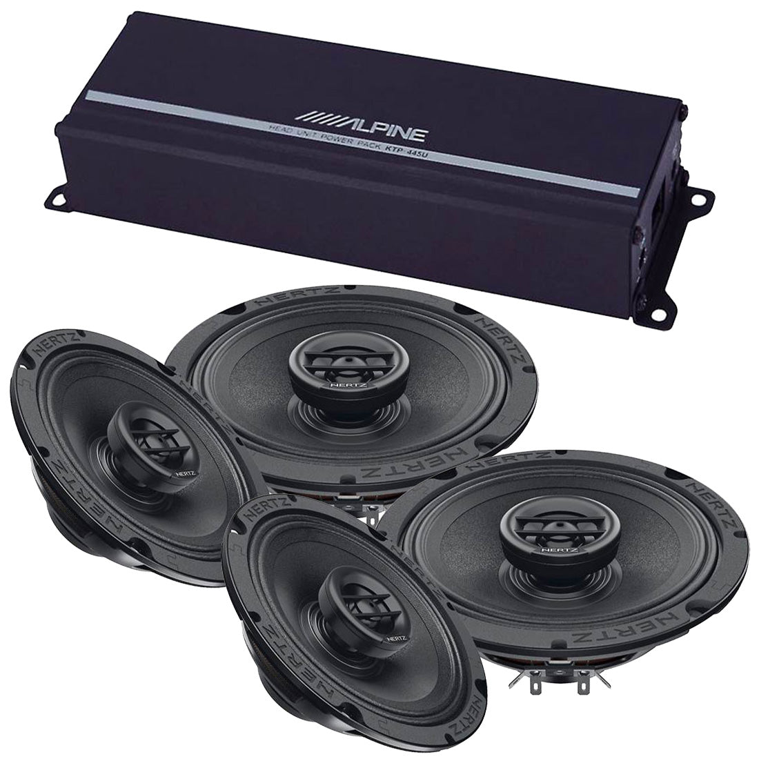 Alpine KTP-445U 4-Channel Power Pack Amplifier | Hertz SX165NEO 6.5" 2-Way Coaxial Speakers - 2 Pairs