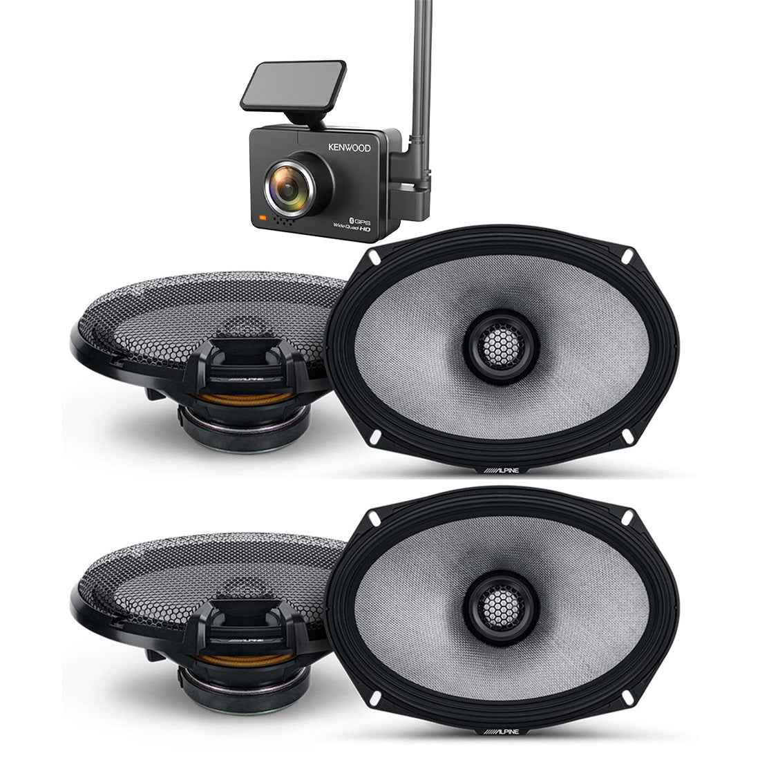 Alpine R2-S69 6x9" Car Speakers (2) | Kenwood DRV-A510W Dash Cam - Bundle