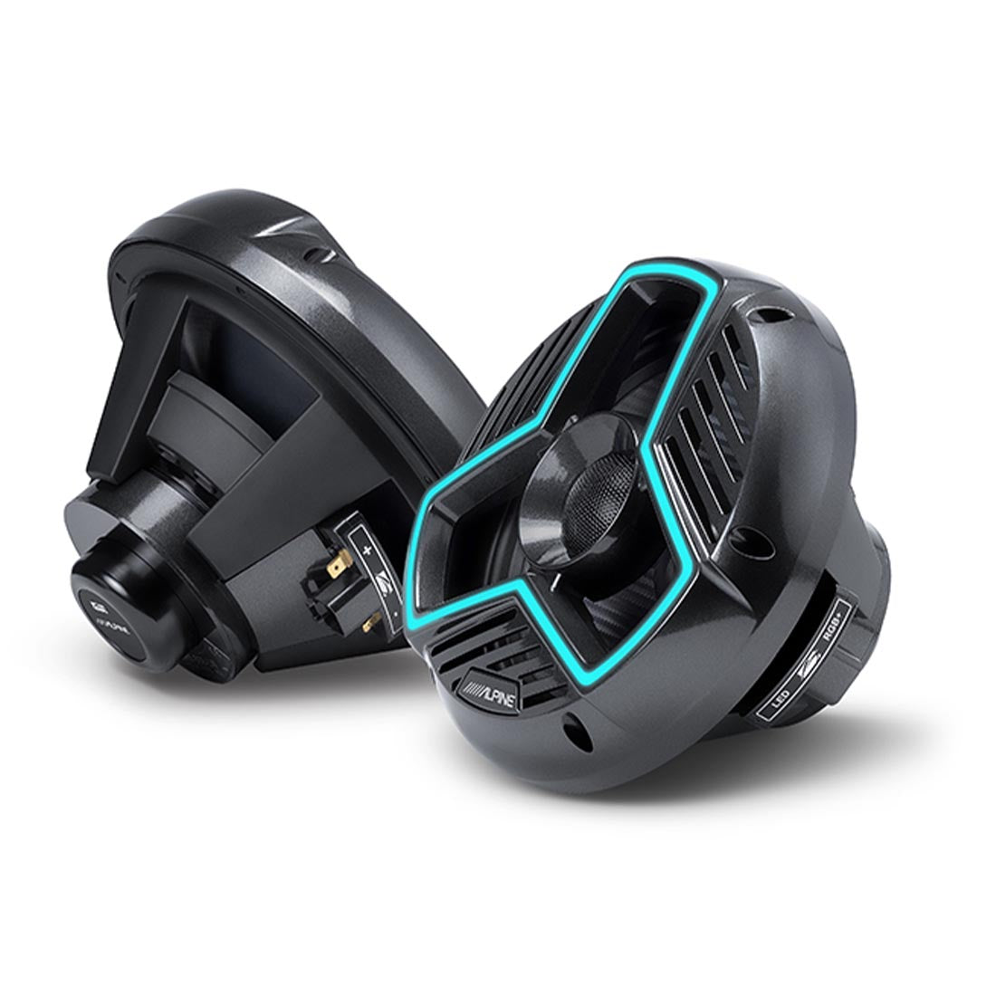 Alpine MRN-S88-LB 8.8" 2-Way Marine Speakers with RGB LED Lighting - Black