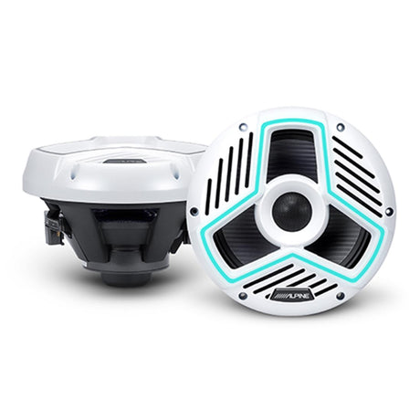 Alpine MRN-S88-LW 8.8" 2-Way Marine Speakers with RGB LED Lighting - White