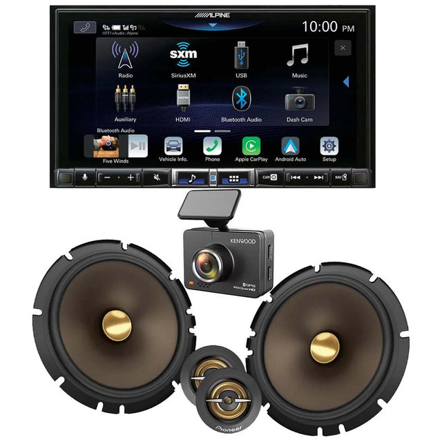 Alpine ILX-507 7" Digital Multimedia Receiver | Pioneer TS-A653CH 6.5" Component Speaker System | Kenwood DRV-A510W Dash Cam Bundle