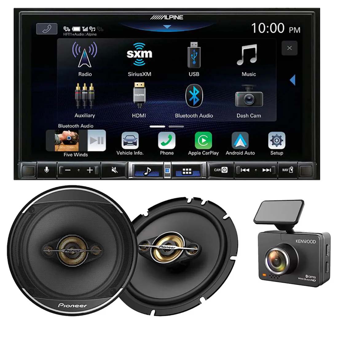 Alpine ILX-507 7" Digital Multimedia Receiver | Pioneer TS-A1681F 6.5" Speakers | Kenwood DRV-A510W Dash Cam Bundle