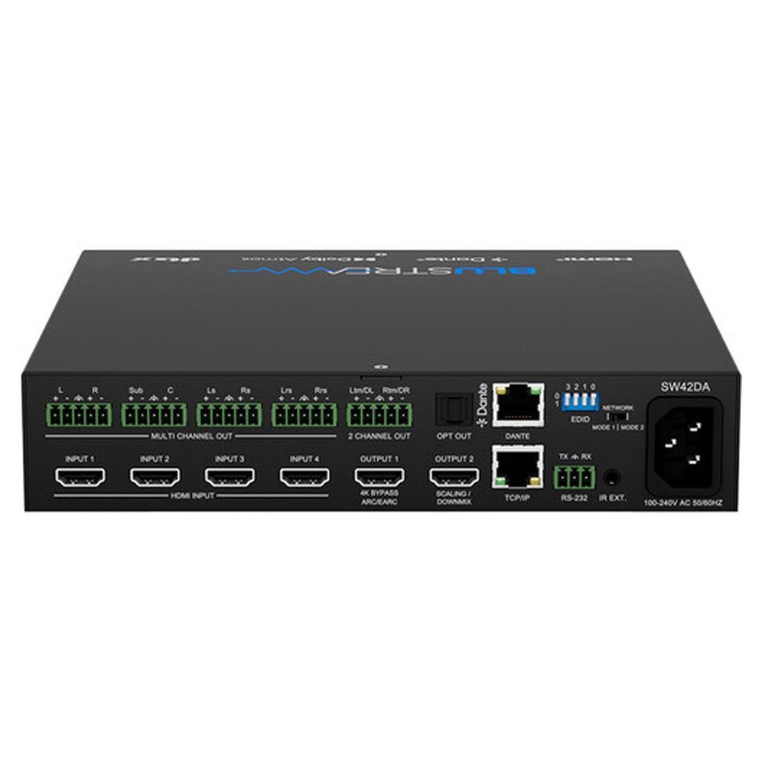 Blustream SW42DA 4-Way HDMI Switcher Dante Audio Breakout