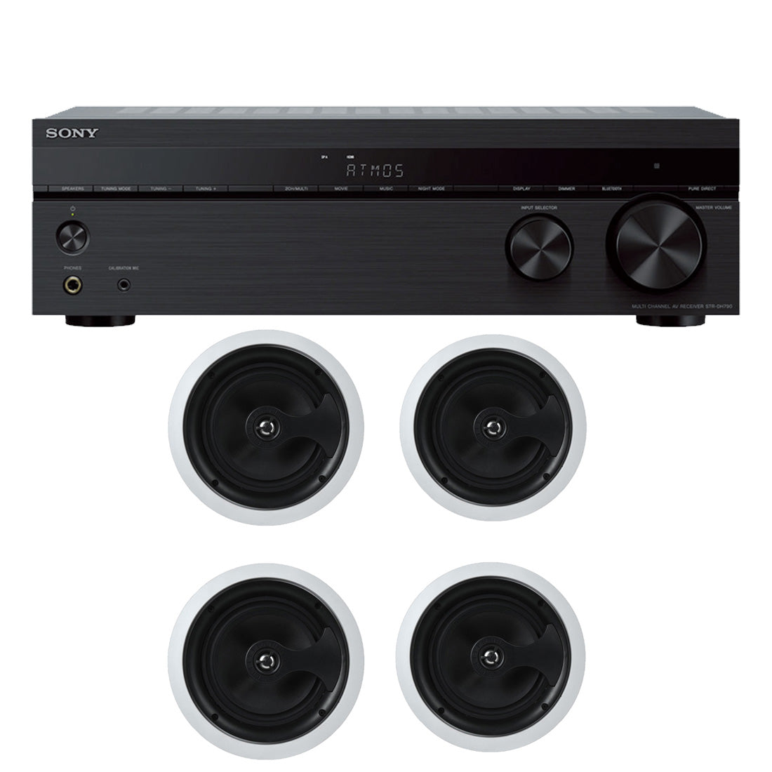 Sony STR-DH790 7.2 Channel Home Theatre AV Receiver | Crossroads IC80-H(4) 8" In-Ceiling Speaker - Bundle