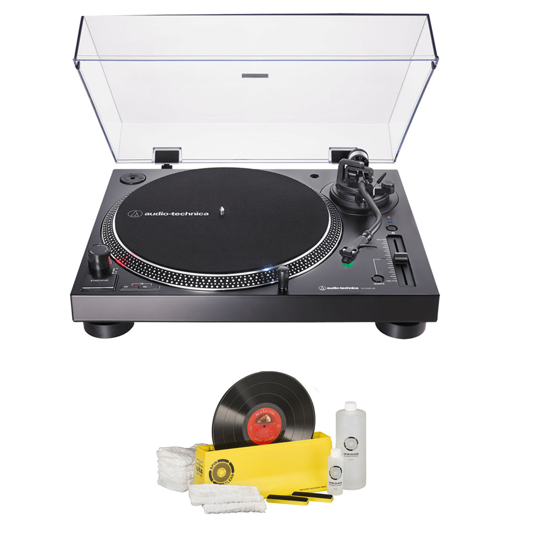 Audio-Technica AT-LP120X Direct-Drive Turntable | Spin-Clean MKII-PKG Record Washer MKII (Deluxe Kit) - Bundle