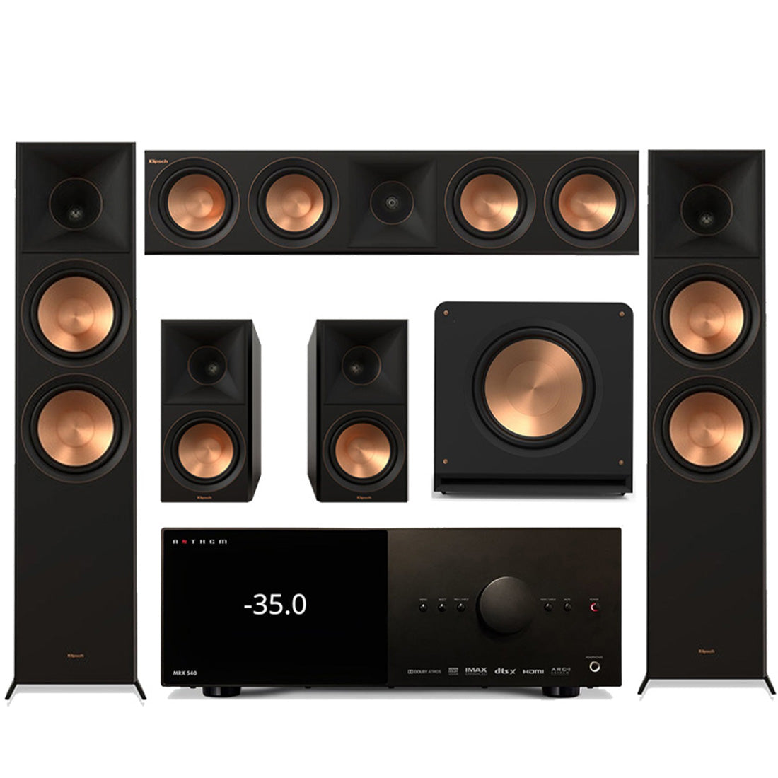 Anthem MRX 540 8K AV Receiver | Klipsch RP-600M II Reference Premiere Speakers Bundle#2