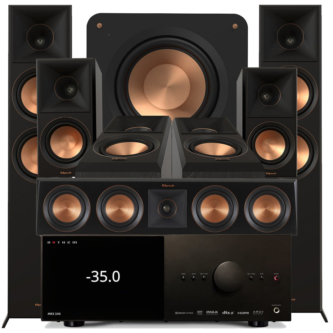 Anthem MRX 540 8K AV Receiver | Klipsch RP-6000FBII Reference Premier MK-II 7.1 Speaker Bundle #1