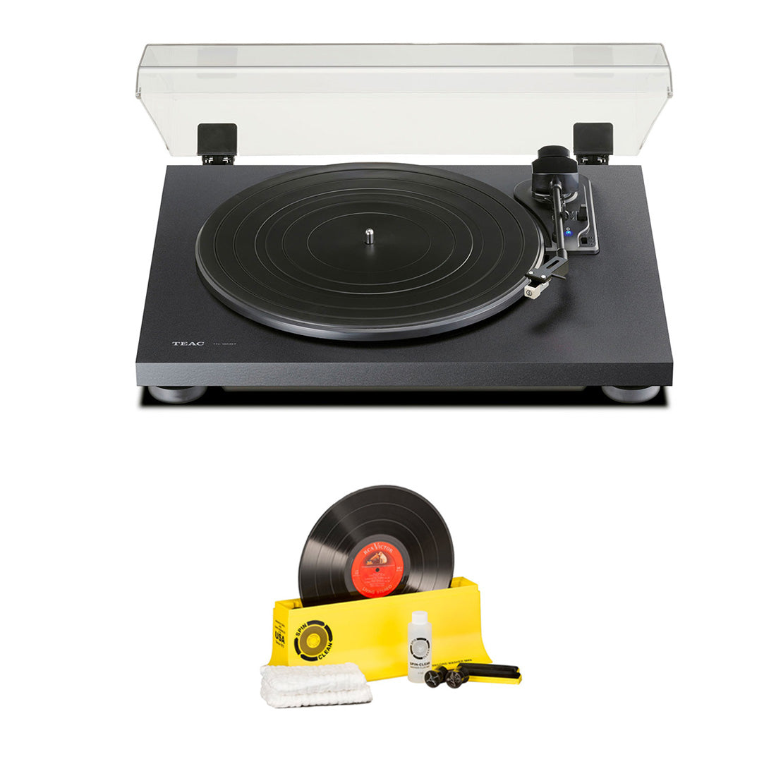 TEAC TN180BTA3B Bluetooth Turntable Matte Black | Spin-Clean SPINSYS1 Record Washer MKII - Bundle