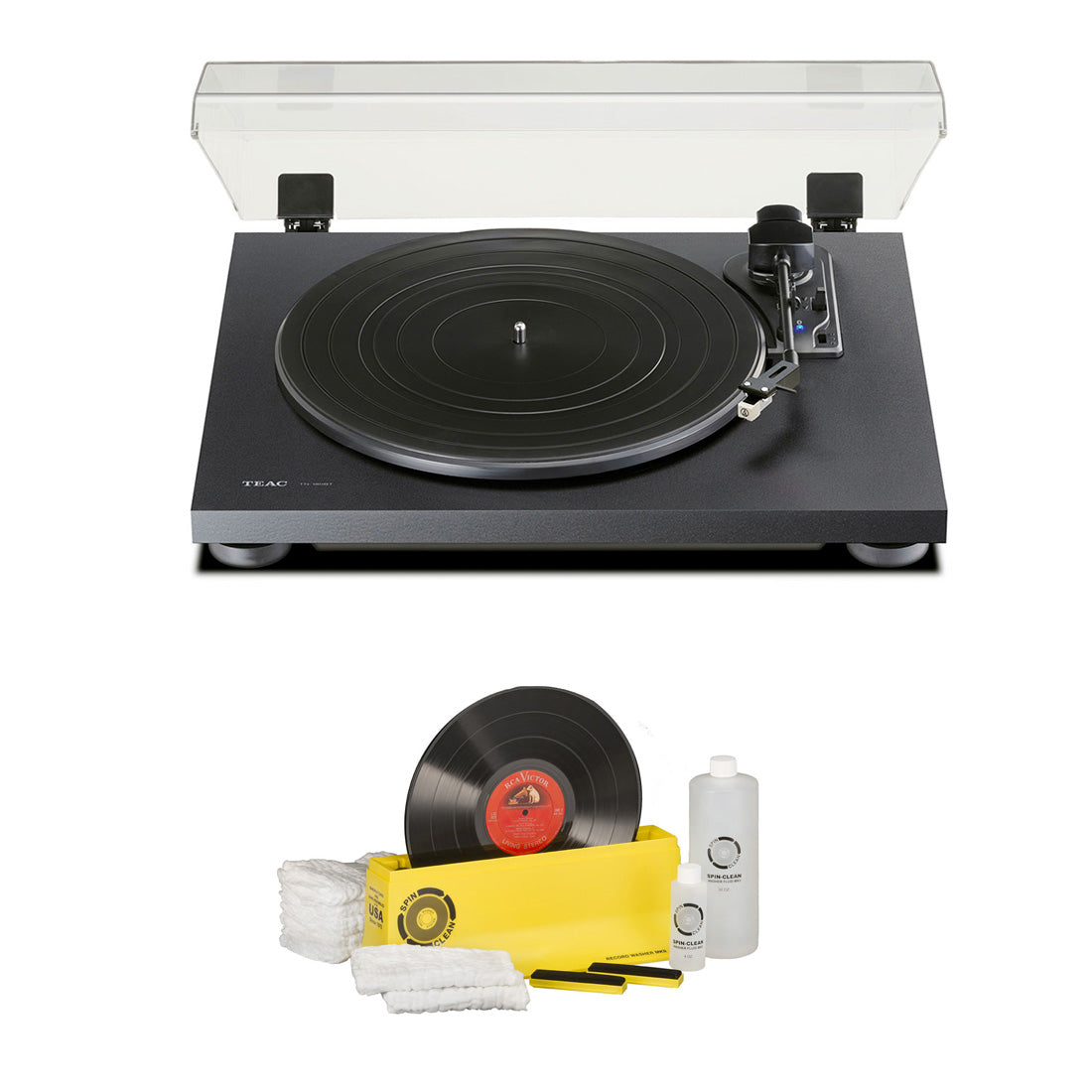 TEAC TN180BTA3B Bluetooth Turntable | Spin-Clean SPINSYS2 Record Washer MKII (Deluxe Kit)- Bundle