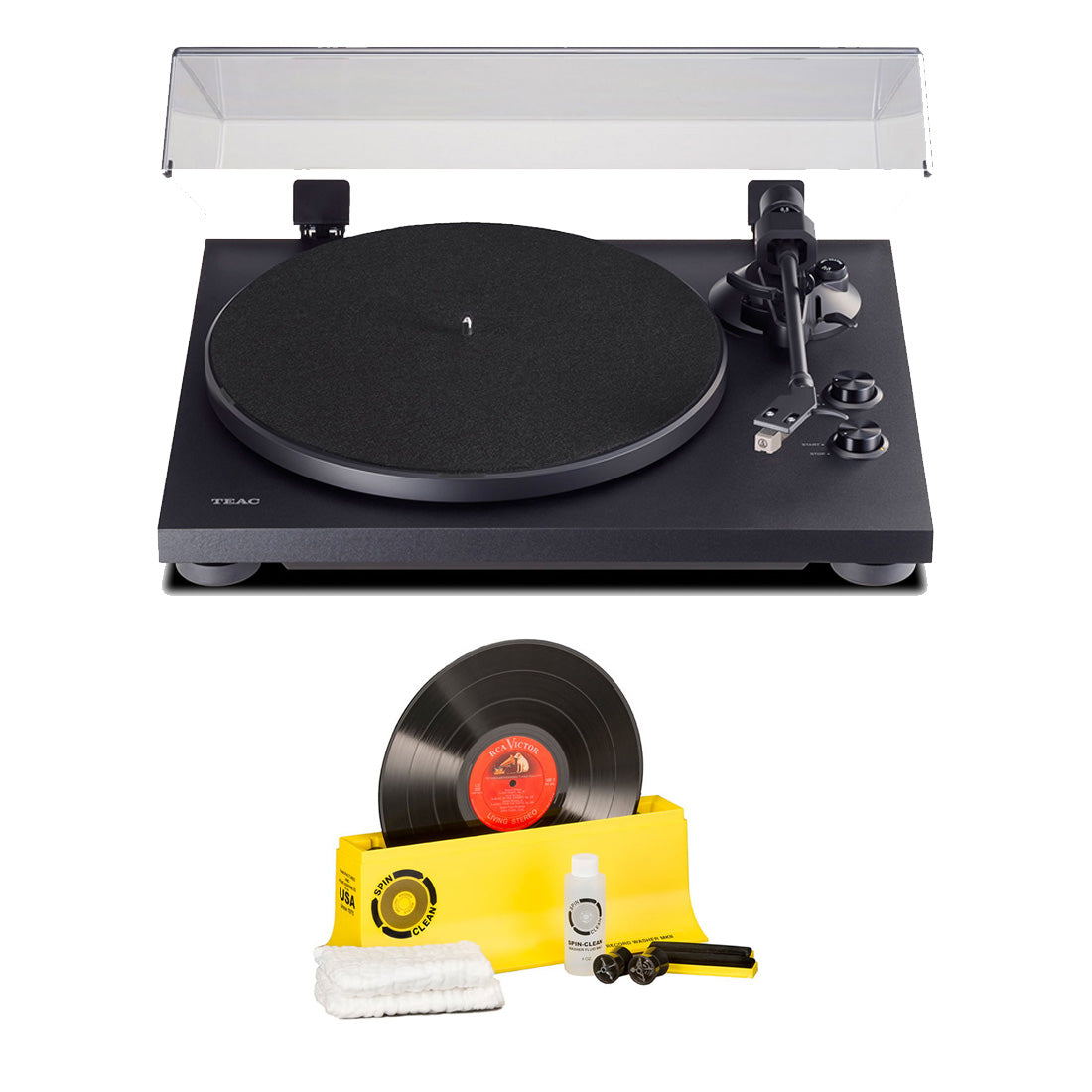 TEAC TN280BTA3B Bluetooth Turntable | Spin-Clean SPINSYS1 Record Washer MKII (Complete Kit) - Bundle