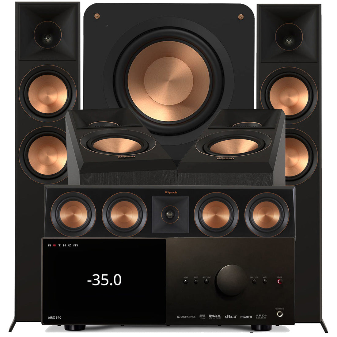 Anthem MRX 540 8K AV Receiver | Klipsch RP-6000FBII Reference Premier MK-II 5.1 Speaker Bundle #3