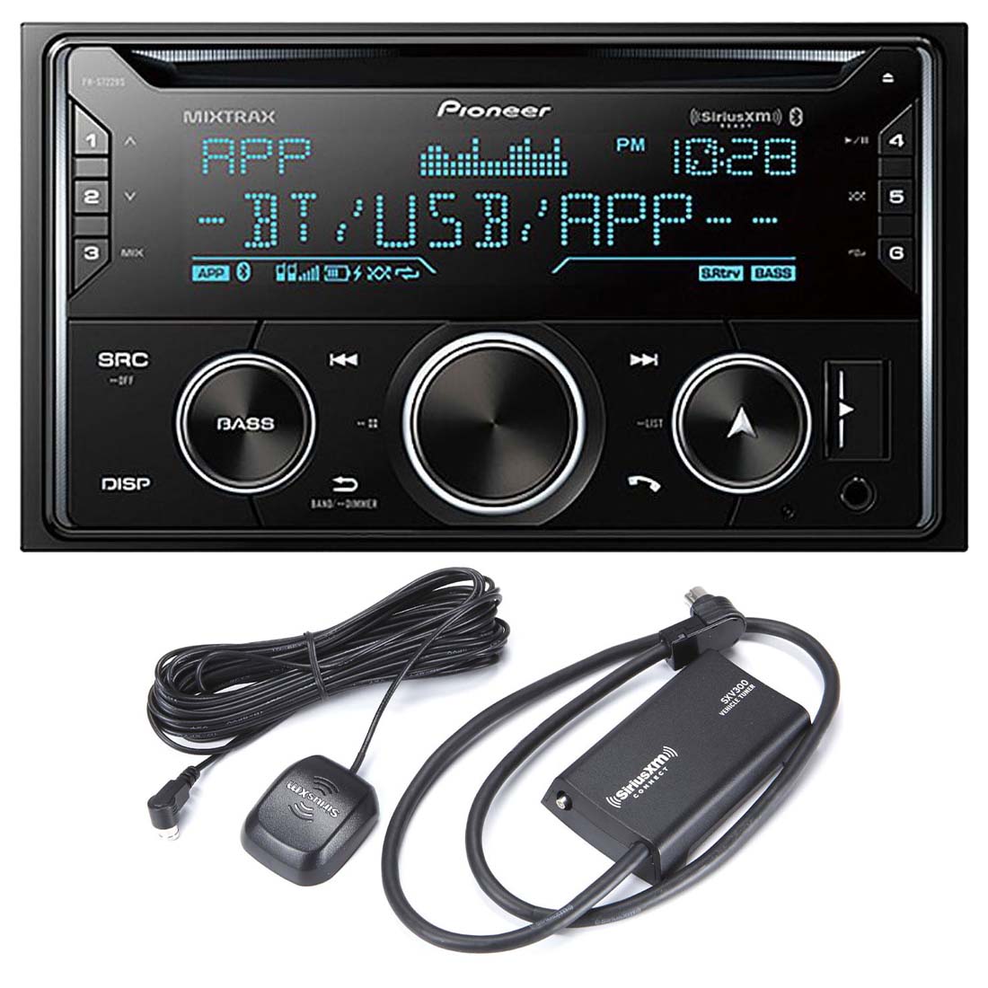 Pioneer FH-S722BS Double-Din CD Receiver | SiriusXM SXV300V1C