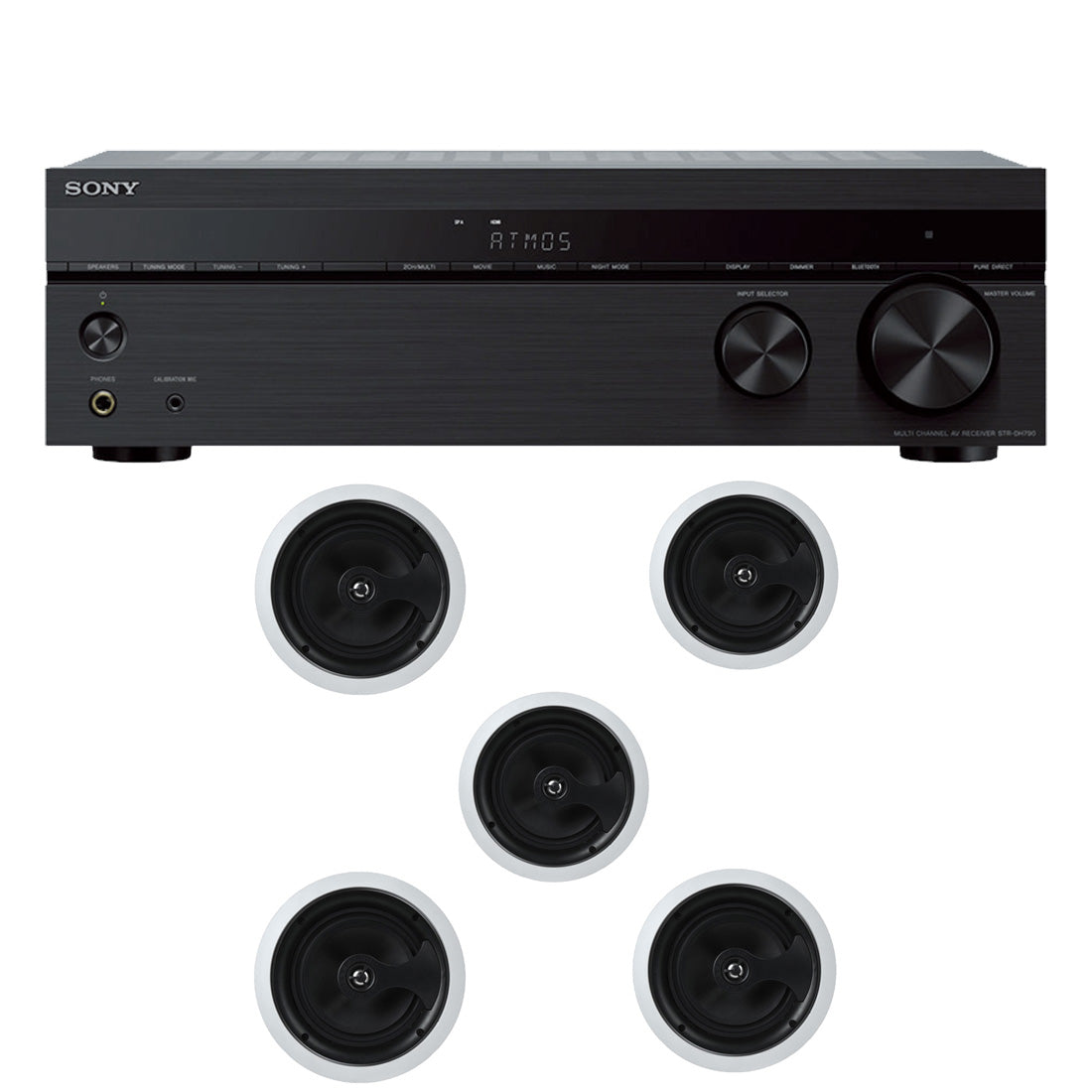 Sony STR-DH790 7.2 Channel Home Theatre AV Receiver | Crossroads IC80-H(5) 8" In-Ceiling Speaker – Bundle