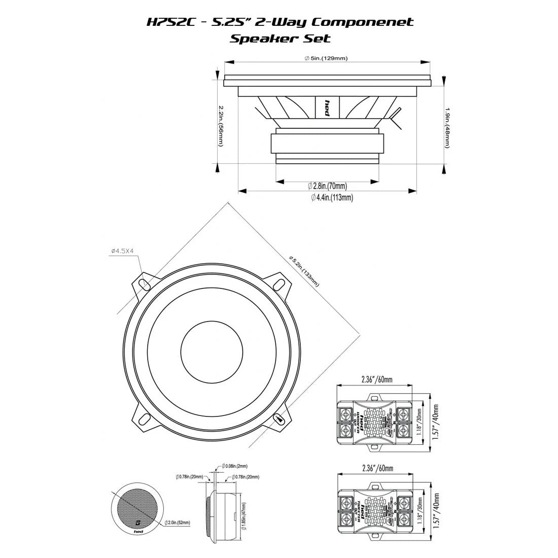 Cerwin Vega H7525C HED Series 5.25" 2-Way Component Speaker System