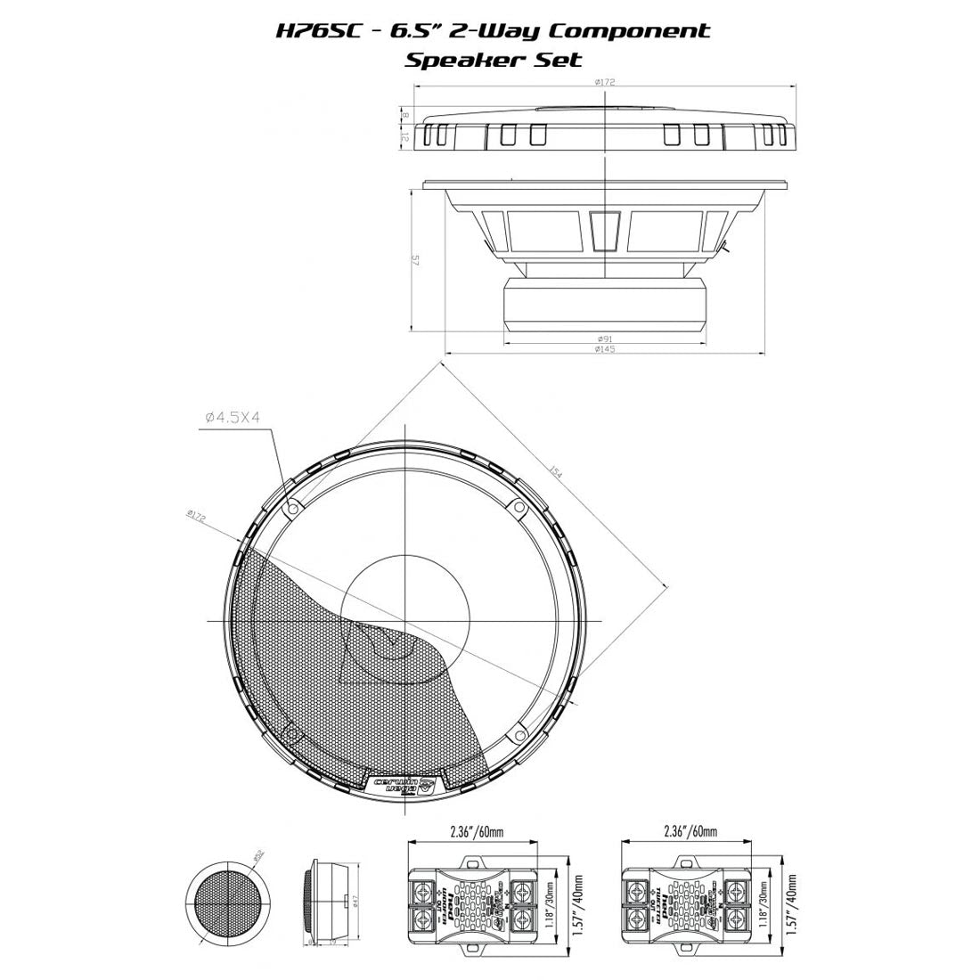 Cerwin Vega H765C HED Series 6.5" 2-Way Component Speaker System