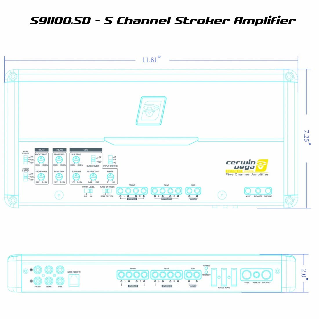 Cerwin Vega S91100.5D Stroker 5 Channel 1100W RMS Full Range Class-D Amplifier