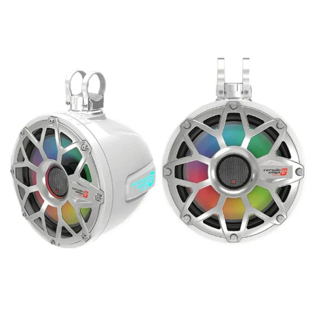Cerwin Vega SH65F4W 6.5" 2-Way Coaxial Marine Speakers with LED Lighting - White - Pair