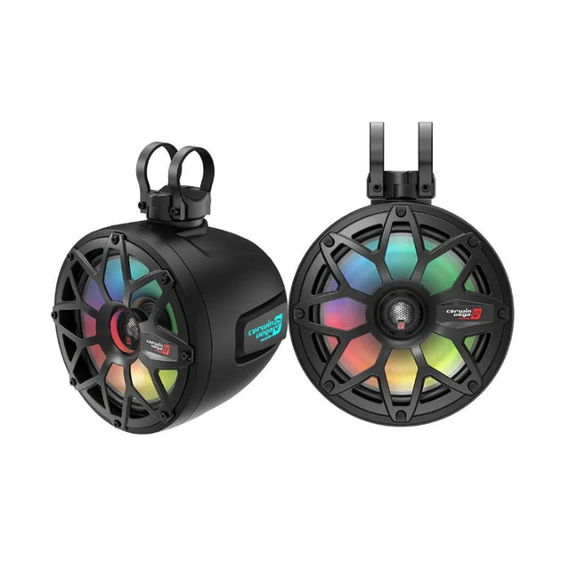 Cerwin Vega SH8F4B 8" 2-Way Coaxial Marine Speakers with LED Lights - Black - Pair
