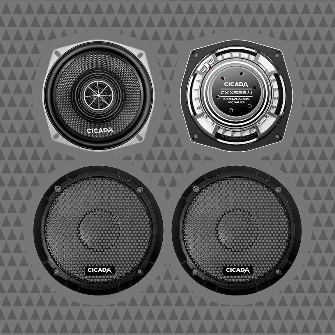 Cicada Audio CXX525.4 5.25" High Performance Full-Range Pro Coaxial Motorcycle Speakers