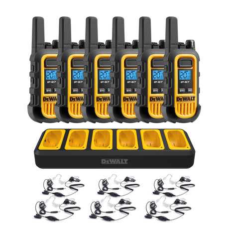 DeWalT DXFRS300BCH6-SV1 Heavy Duty Radios with Port Charger and Surveillance Headphones - 6 Pack