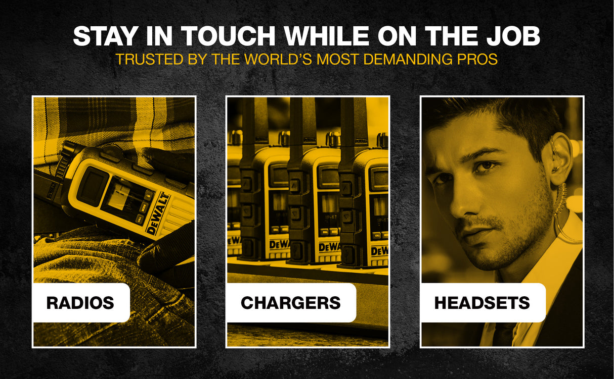 DEWALT DXFRS300BCH6 Heavy Duty Radios with Port Charger and Surveillance Headphones - 6/Pack