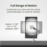 Kanto DM1 Single Monitor Desktop Mount with Spring-Assisted Height Adjustment