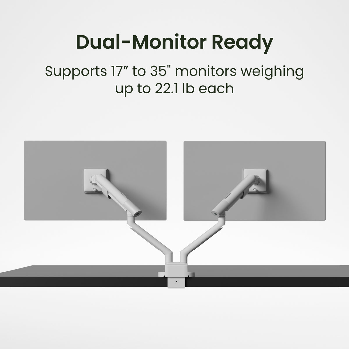 Kanto DM2 Dual Monitor Desktop Mount with Spring-Assisted Height Adjustment - White