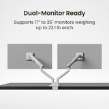 Kanto DM2 Dual Monitor Desktop Mount with Spring-Assisted Height Adjustment - White