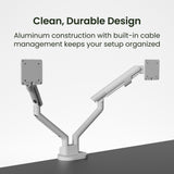 Kanto DM2 Dual Monitor Desktop Mount with Spring-Assisted Height Adjustment - White
