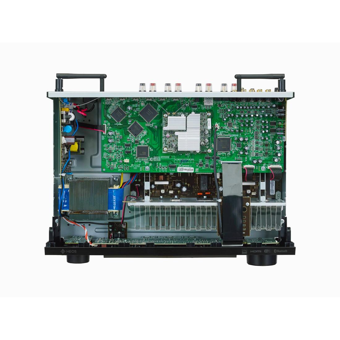 Denon DRA-800H 2.2 Ch. AV Receiver with case removed showing internal circuitry