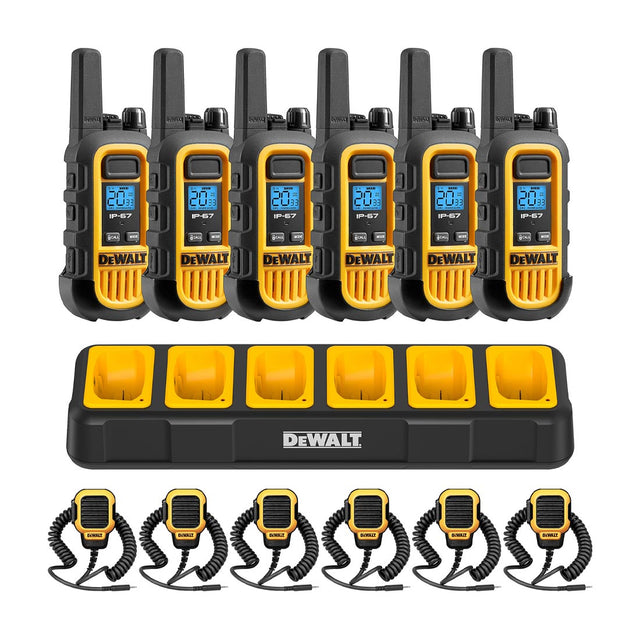 DeWalt DXFRS300BCH6-RM1 Heavy Duty 6 DXFRS300 Radios with 6 Port Charger and 6 Remote Speaker Microphones (DXFRS300BCH6-RM1)