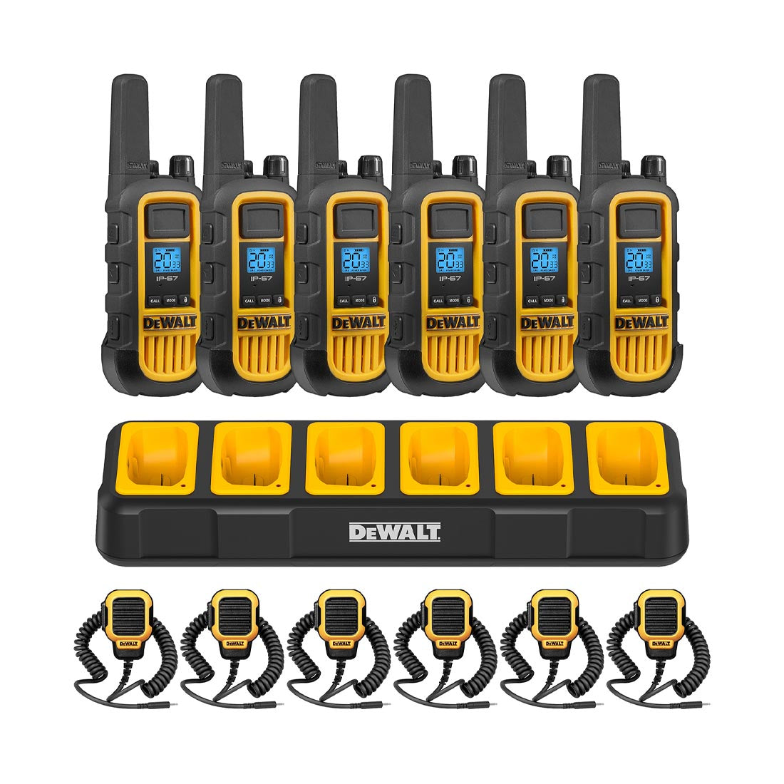 DeWalt DXFRS800BCH6-RM1 Heavy Duty 6 DXFRS800 Radios with 6 Port Charger and 6 Remote Speaker Microphones (DXFRS800BCH6-RM1)