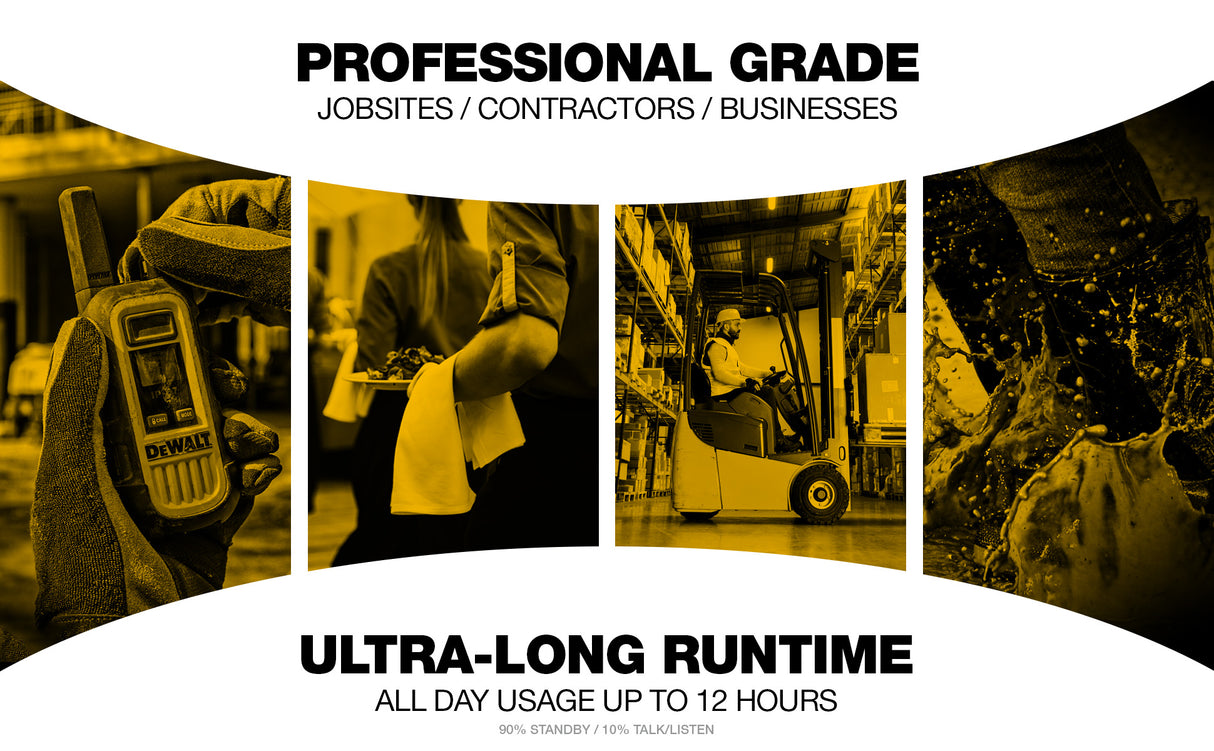 DeWalt DXFRS800BCH6-SV1 Heavy Duty Radios with Port Charger and Surveillance Headphones - 6 Pack