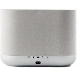 Denon Home 400 wireless smart speaker in stone finish, showing rear inputs and controls