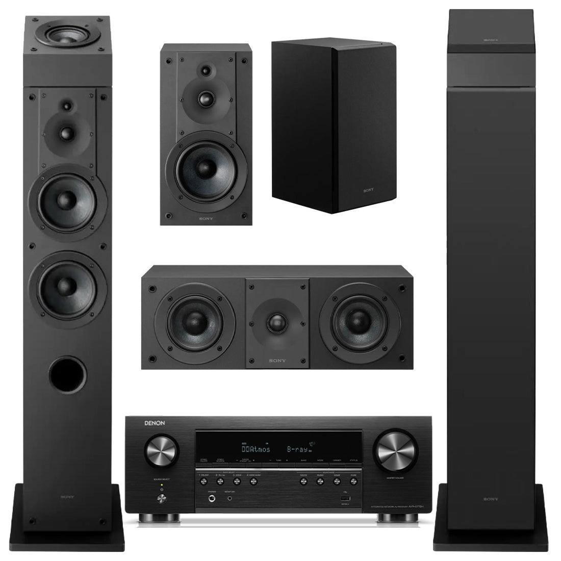 Denon AVR-S770H 7.2 Channel 8K AV Receiver | Sony SS-CS3M2 7.0 Speaker Bundle #1