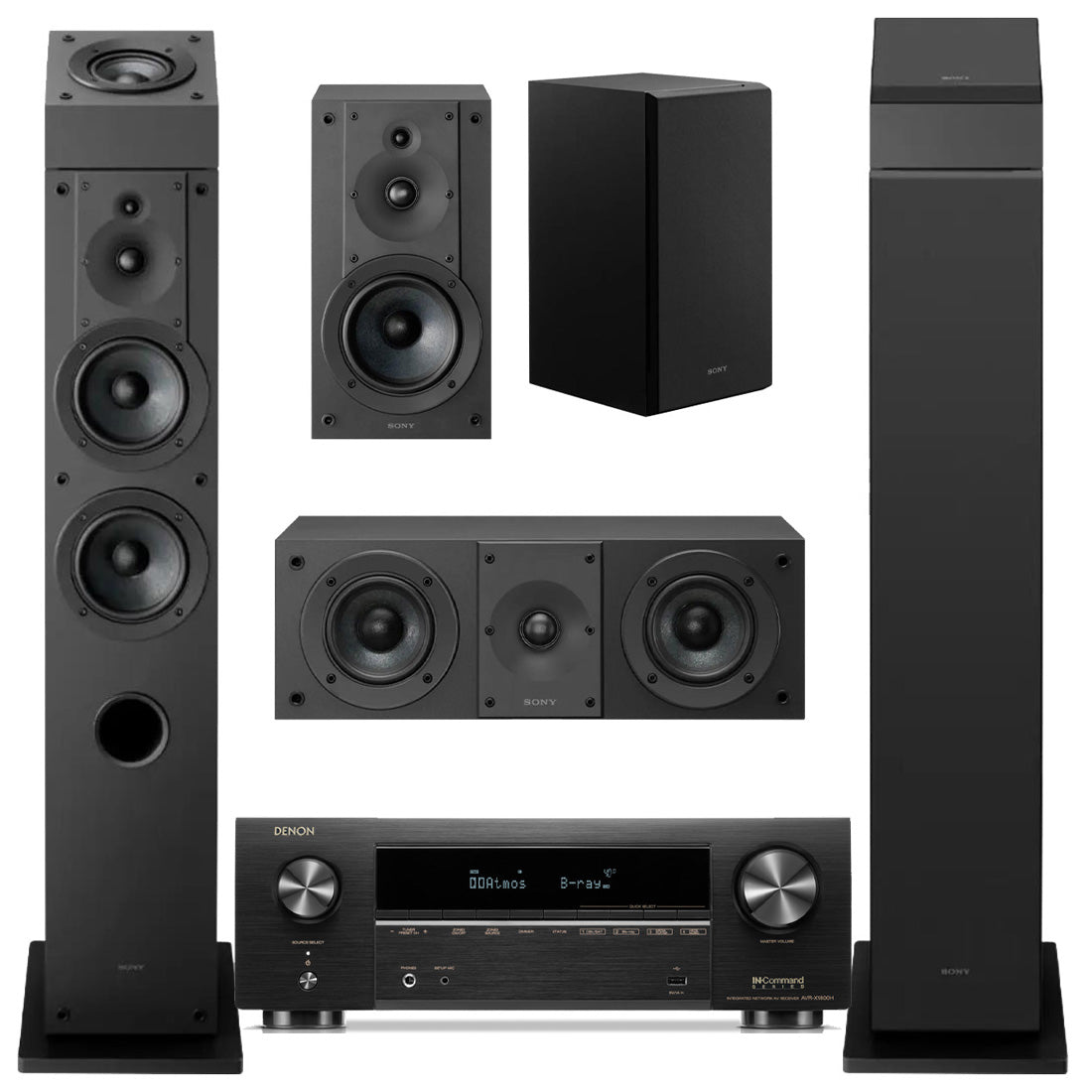 Denon AVR-X1800H 7.2 Channel 8K AV Receiver | Sony SS-CS3M2 7.0 Speaker Bundle #1