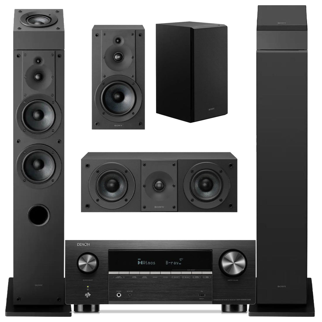 Denon AVR-X2900H 7.2 Channel DAB AV Receiver | Sony SS-CS3M2 7.0 Speaker Bundle #1