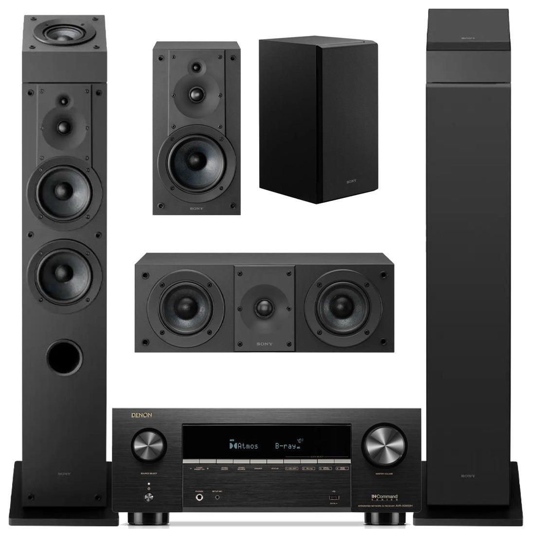 Denon AVR-X3900H 9.4 Channel AV Receiver with HEOS | Sony SS-CS3M2 7.0 Speaker Bundle #1