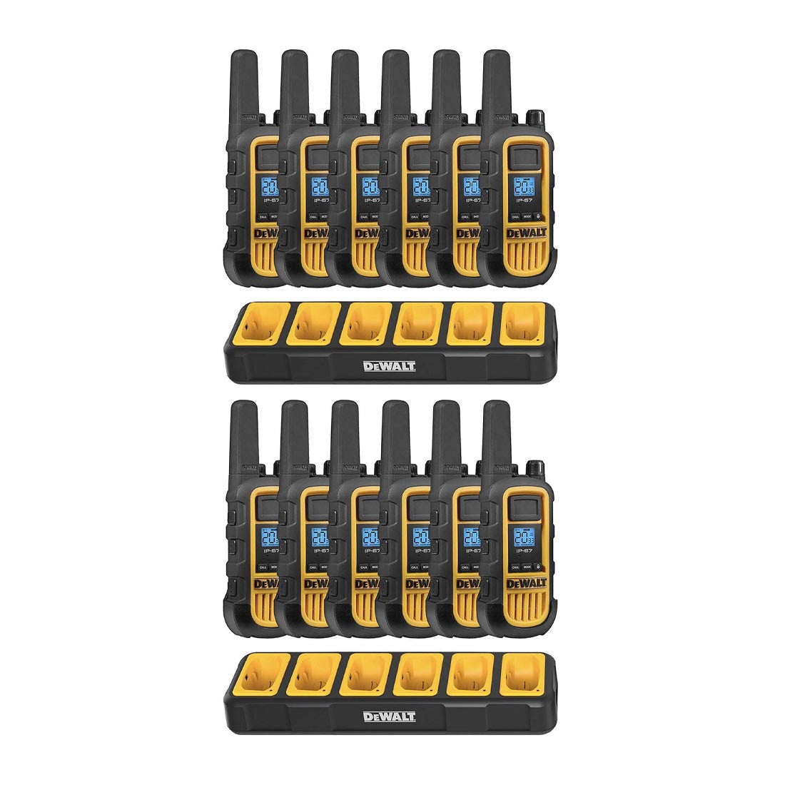 Dewalt 2DXFRS800-BCH6 Heavy Duty 12 DXFRS800 Radios with 2X 6 Port Chargers (2DXFRS800-BCH6)