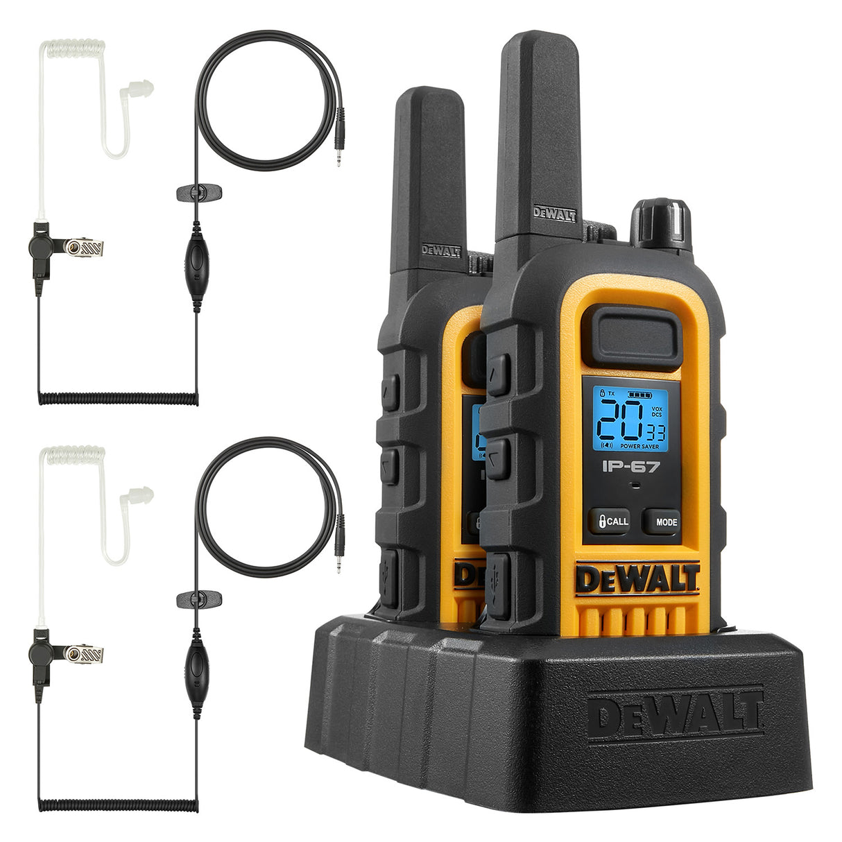 DeWalt 1DXFRS300-SV1 Heavy-Duty GMRS Walkie Talkie with Surveillance Headset- 2 Pack