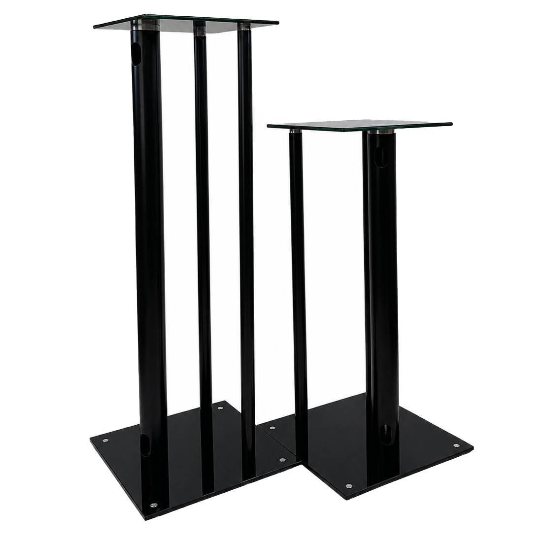 EVOssentials Adjustable Speaker Stands 25/32 Inch Tempered Glass Black - Pair (EVOSTAND1)