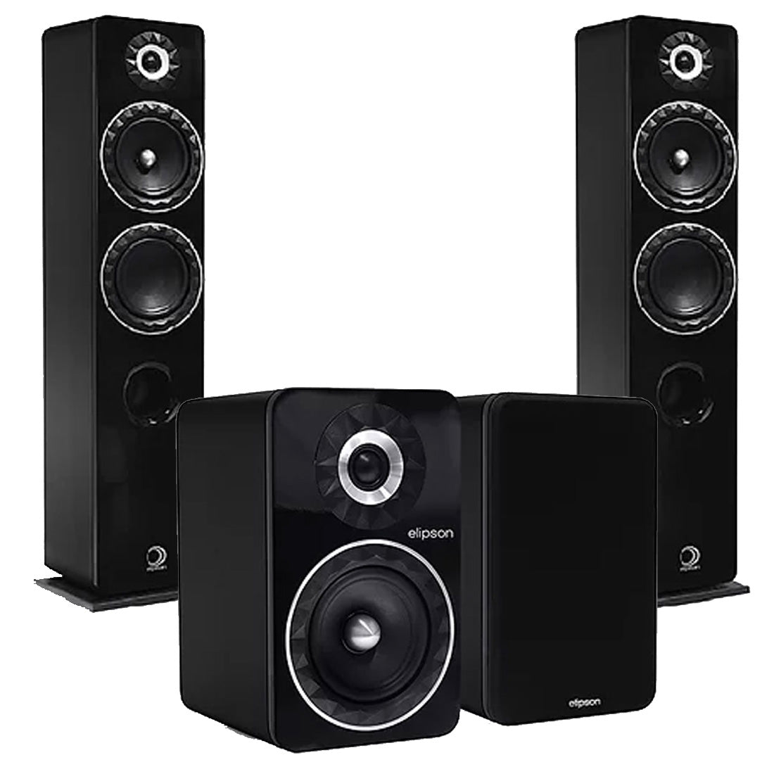 Elipson ELIPF14FBK Floor Standing Speakers (Pair) | ELIPF6BBK Bookshelf Speakers (Pair) - Black - Bundle