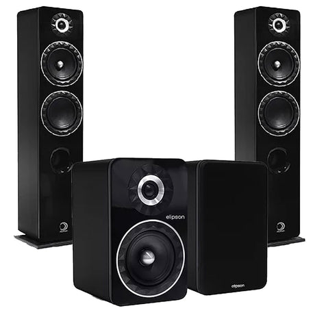 Elipson ELIPF14FBK Floor Standing Speakers (Pair) | ELIPF6BBK Bookshelf Speakers (Pair) - Black - Bundle
